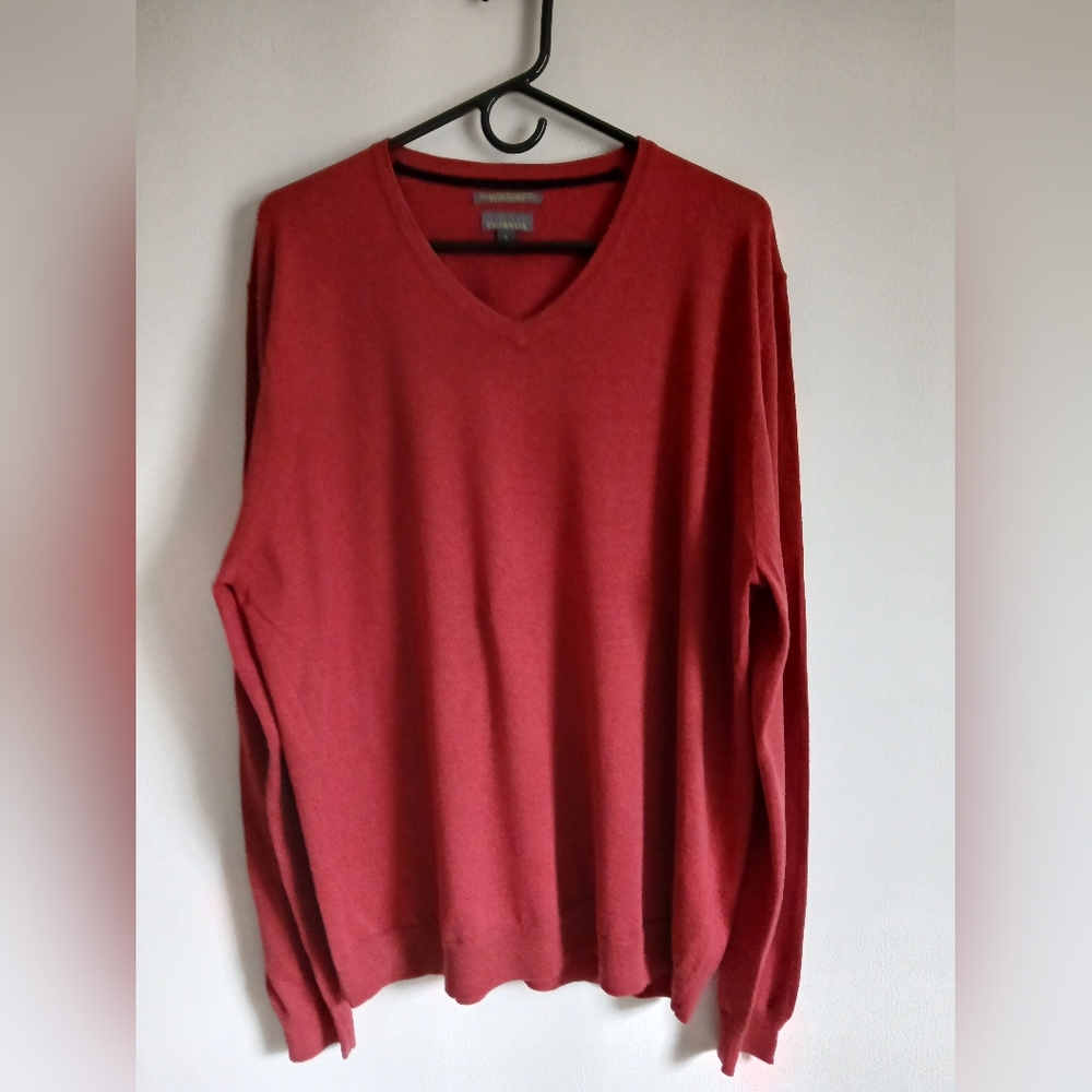 Men's Calibrate Red Silk Blend Lightweight Vneck Sweater SzXL